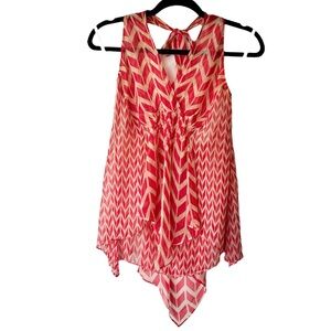 Max Azria 100% Silk Chiffon Handkerchief Halter Top Blouse